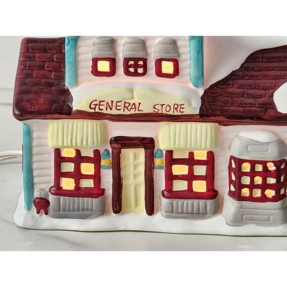 Watkins Christmas Village General Store Lighted House 5 3/4" Ceramic 1992 Vtg - Picture 4 of 15
